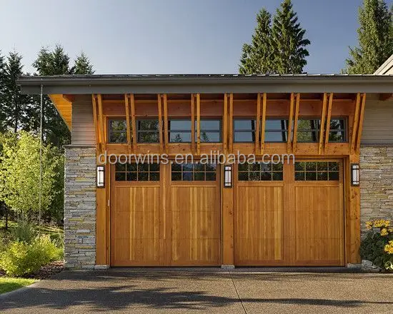 Private Custom Electric Remote App Control Remote Switch Solid Wood Garage Door, White Oak, Red Oak, Red Cedar Teak, Cherry