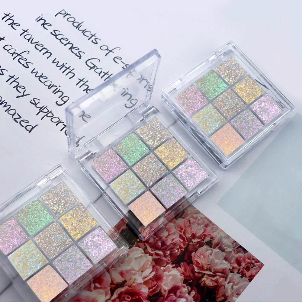 9 Multichrome Eyeshadow Palette Dense Color Multichrome Makeup Shimmer Pastel Duochrome