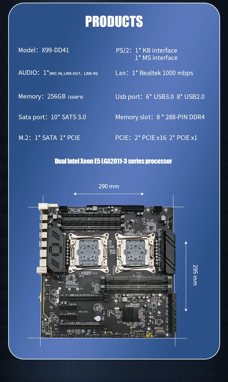 C612 Chipset Desktop Mainboard X99 Lga2011-3 Atx Ddr4 Dual E5 Dual ...
