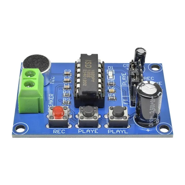 ISD1820 Sound/Voice Board Recording and Playback Module Blue PCB Version On-board Microphone Sound Recording Module