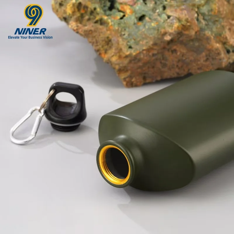 Sports water bottle single-layer aluminum cup flat strap mountain climbing mouth can be customized preview 4