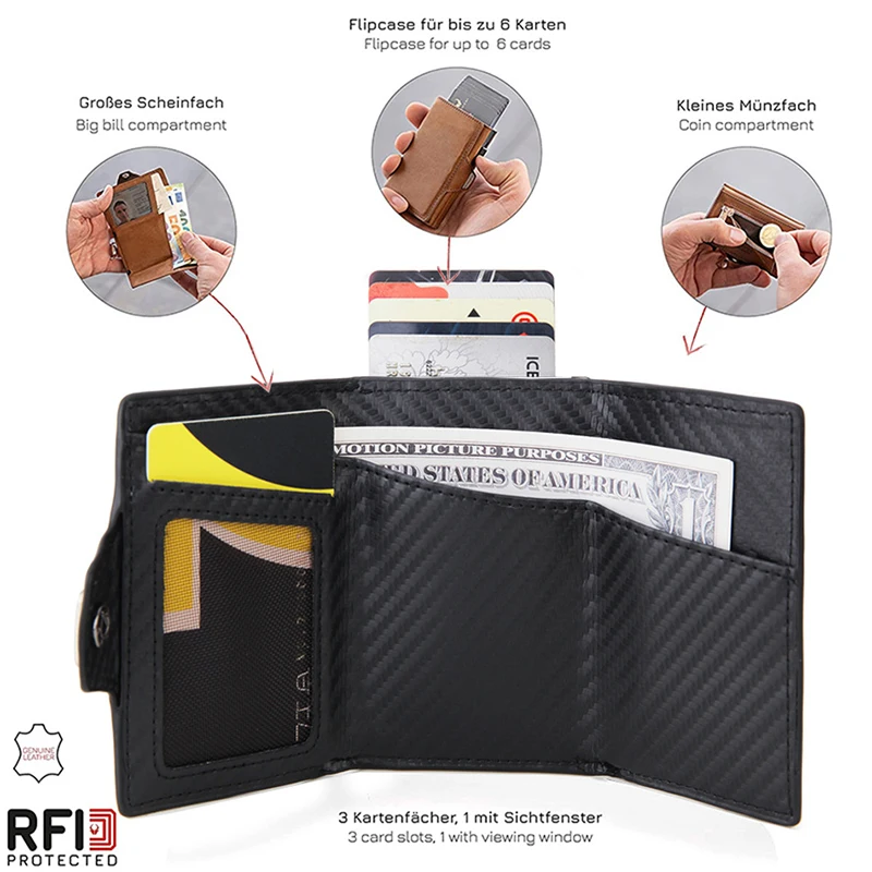 Personalized Multifunctional Zipper Coin Card Case Men Wallet Luxury Card Holders