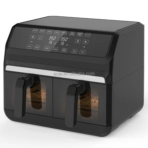 Hot Sale 10L New Square Modern Dual Basket Double Pot LED Display Oil-Free Smokeless Non-Stick Visible Window Electric Air Fryer