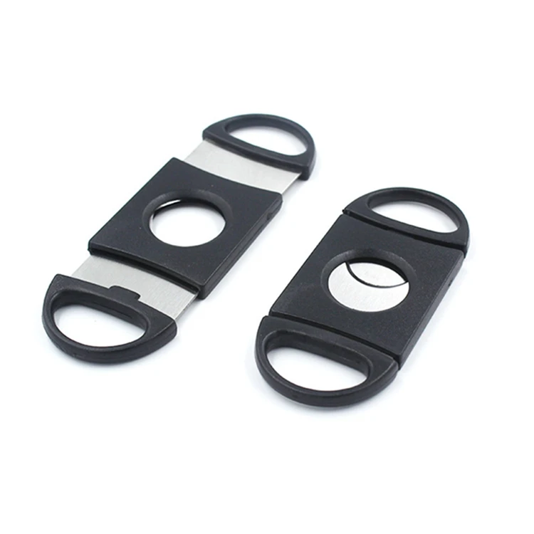 Stock Cigar Accessories Plastic Stainless Steel Double Blade Custom logo Cutter