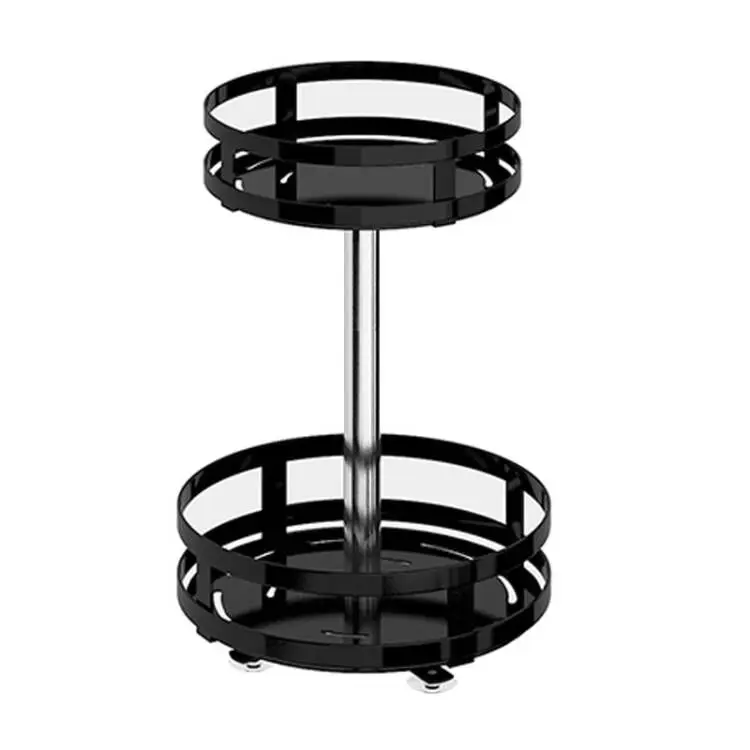 Circular 360 Degree Rotating Spice Rack Metal Standing Storage Three Tier Carbon Steel Kitchen Spice Rack