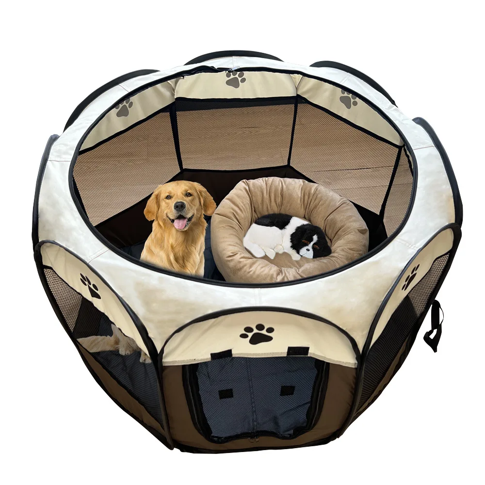 Pet Octagonal Cage Enclosure Dog Tent Kennel Oxford Outdoor Cats Bed House  Pet Delivery Room Large Size Foldable Pet Tent