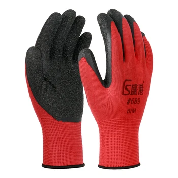 Firm Grip Crinkle Latex Coated work gloves wholesale cotton Safety garden Gloves for Construction General Work
