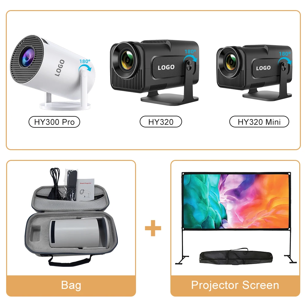 LOW MOQ HY300 Pro HY320 HY320 Mini Projector Smart Android Vide Proyector  Mini Beamer 4K Portable Android Hy300 Pro Projector