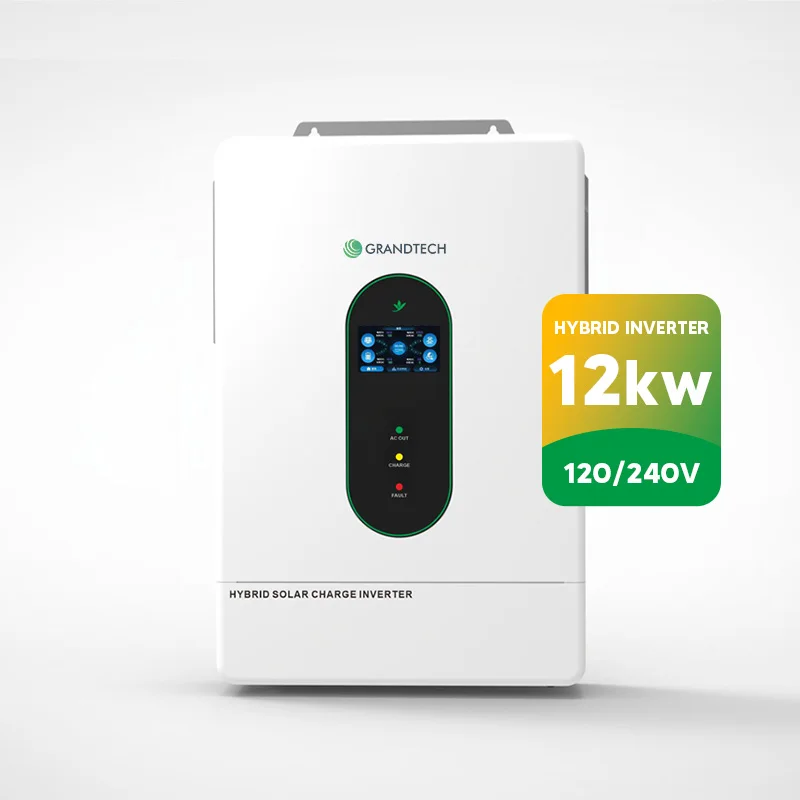 GRANDTECH SOLAR – Inverter UPS hibrid de 12 kW cu undă sinusoidală pură, pentru panouri solare cu fază divizată și baterii solare de litiu, 48 V