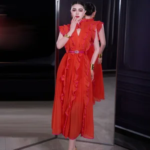 Bettergirl 2026 Ramadan Sexy V-neck ruffle sleeve design pleated dress