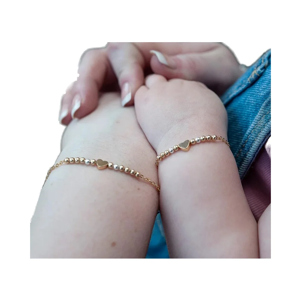 Inspire Jewelry Matching Mother Daughter Bracelet Set Heart Bracelets 18k  Gold Plated Rose Gold Mommy and Me Mother's Day Gift