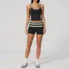 Black Stripe Shorts Set