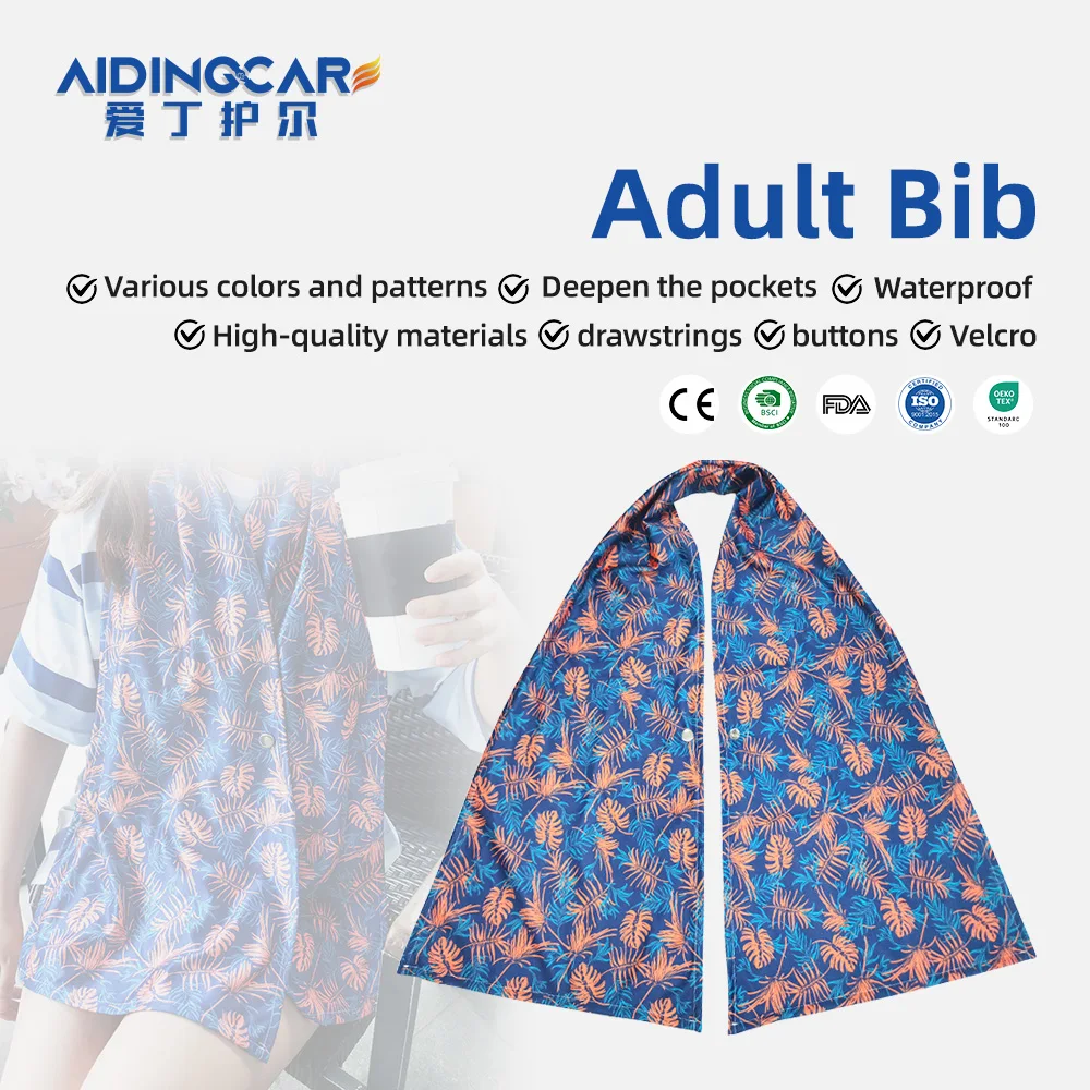 Wholesale Washable Dining Adjustable Snap Closure Adult Bibs Scarf for - product detail 1