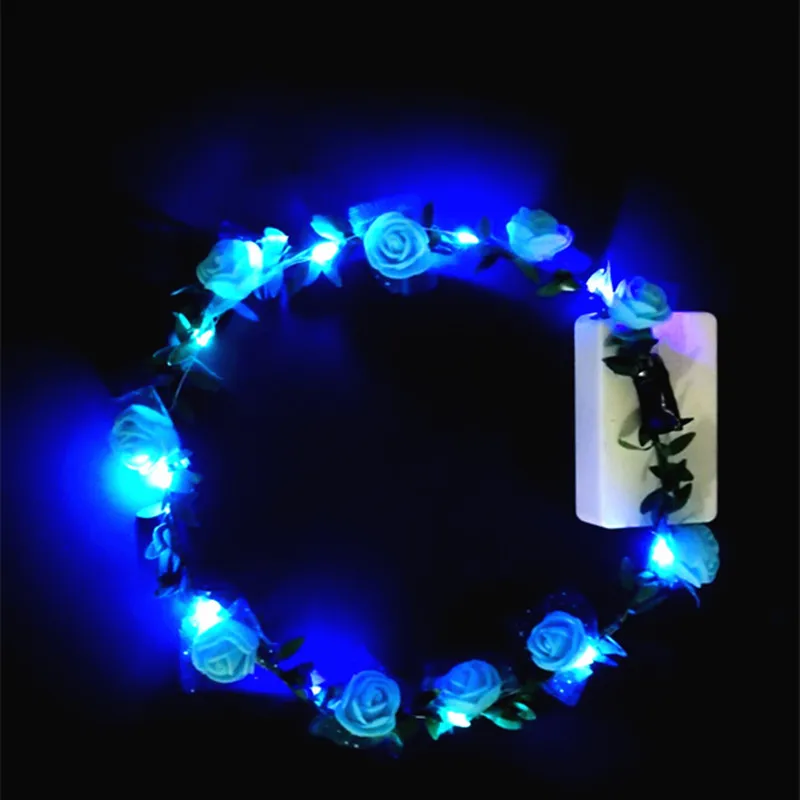 Set 5 Coroncine Fiore Con Luci LED Per Capelli - Regolabili, 3 Modalità, Per Feste, Halloween, Matrimoni - 2