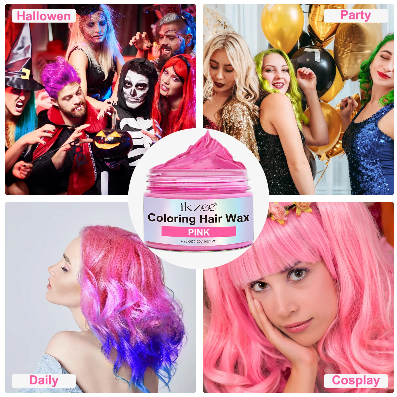 Ikzee Dye Styling Temporary Hair Color Wax - Safe & Organic