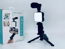 ay-49 teléfono inteligente y cámara vlogging kits de estudio de fotografía de  vídeo con micrófono led llenar luz mini trípode