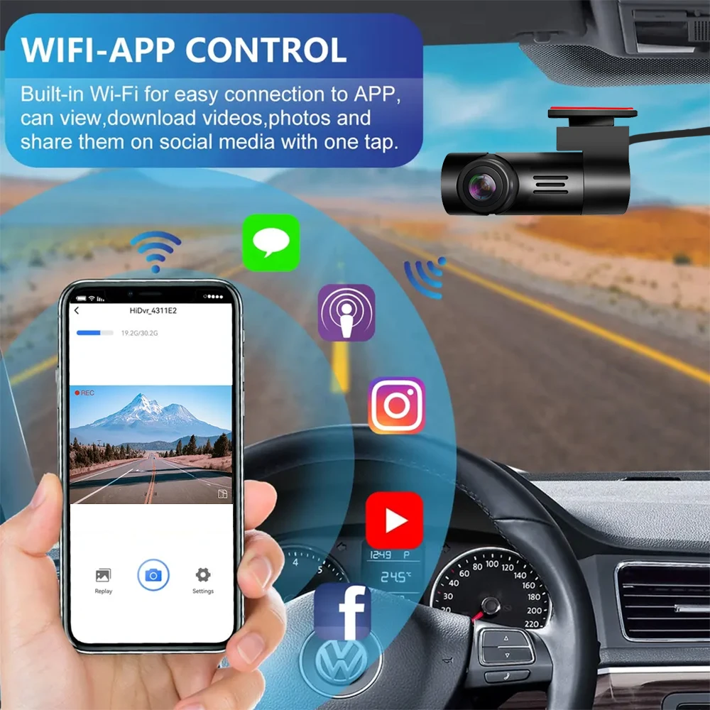Factory Price Video Recorder Mini Wifi Dash Cam 1080p App Control