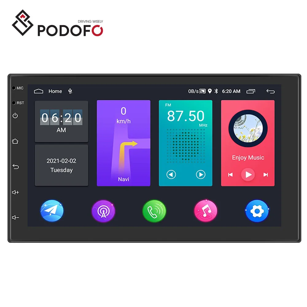 Source Podofo 2 Din Android 11 Car Radio 1+16/2+32GB 7