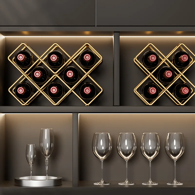 Modern Classic Black Metal Wire Wine Rack Countertop Table Top Bottle ...