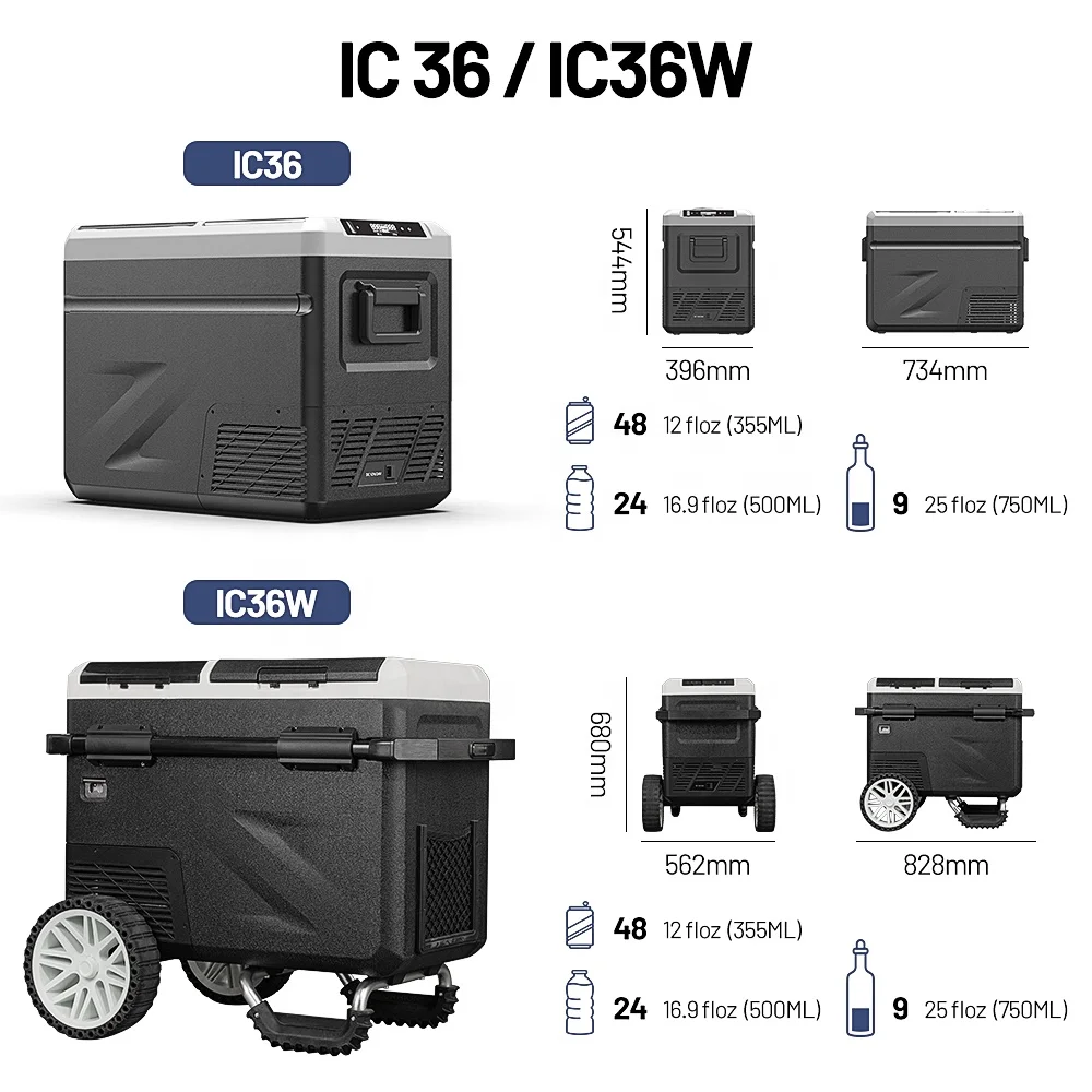 Alpicool 2 in I Design IC36W 36L Fast Cooling  Portable Electric Cooler 12V Mobile Refrigerators Mini Car Fridge With Ice Maker