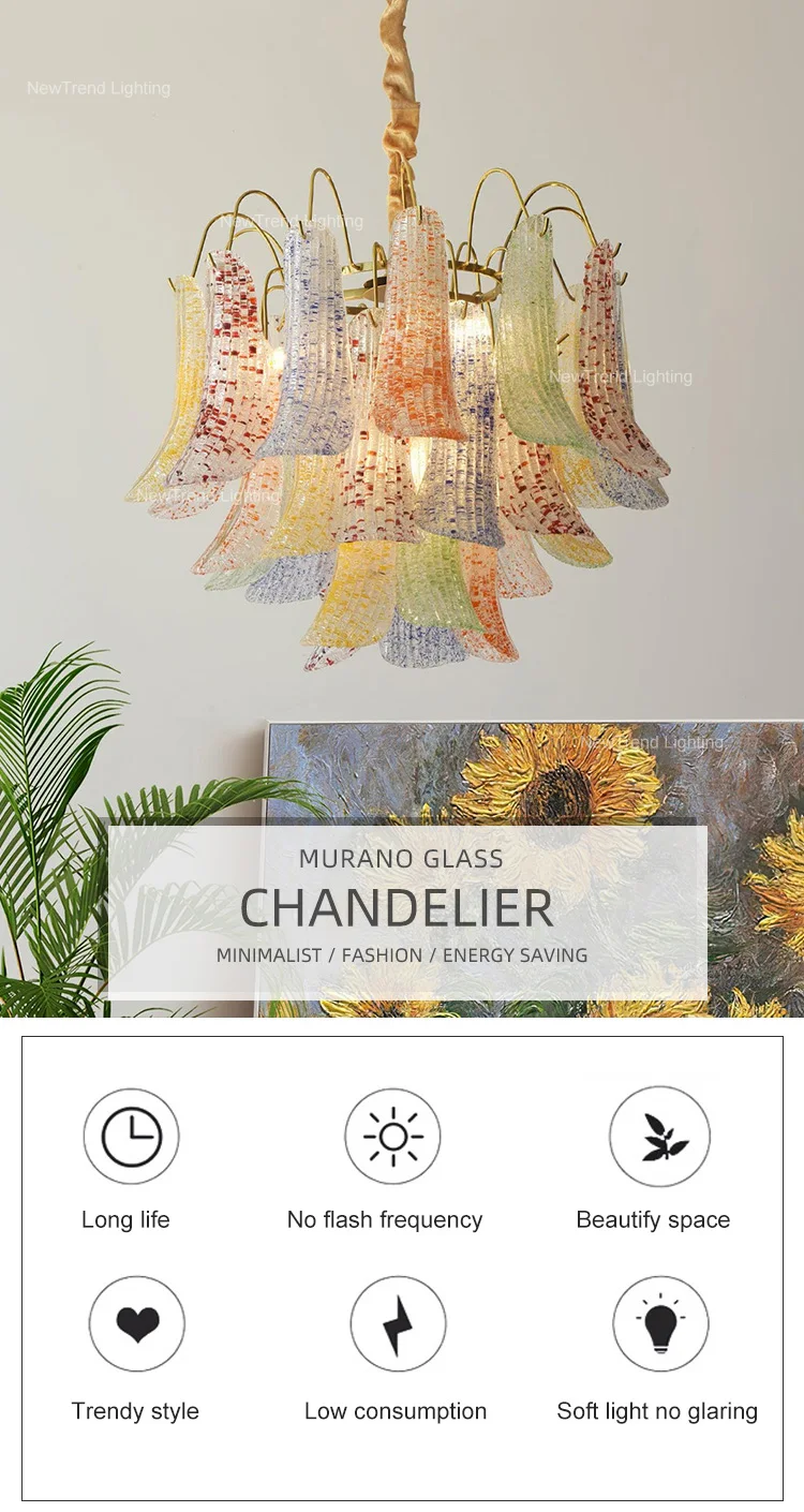 cpl 453 custom french vintage murano glass chandelier  colorful art pendant light for villa loft  living room-0