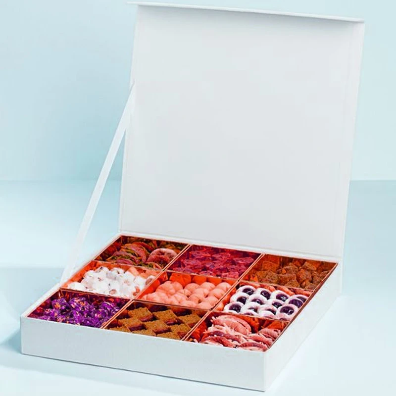 Luxury Chocolate Packaging Boxes Rigid Cardboard Box for Sweets Candy Packaging Nuts Gift Box With Compartment