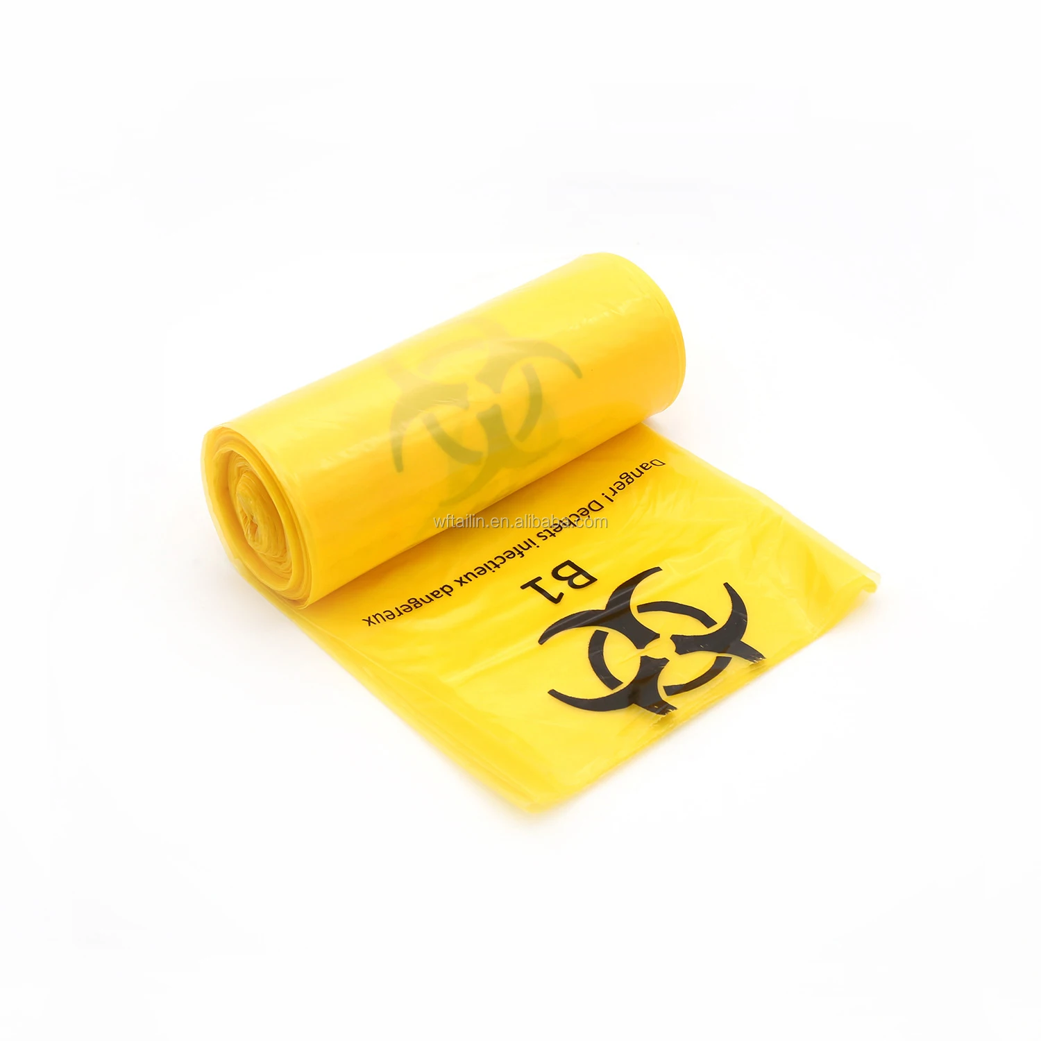 HDPE Material Plastic Printed Yellow Biohazard Healthcare Liners