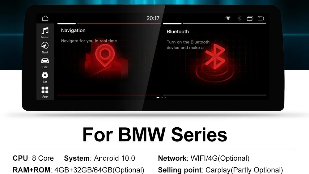 1920x720 4g 64gb 8 Core Carplay Antiglare E90 Navigation Gps