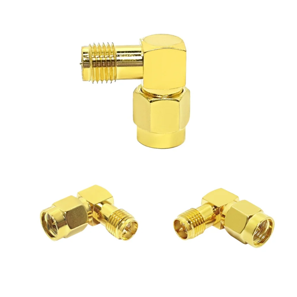 Gold Plated 90 Degree Right Angle RP-SMA Female to SMA Male RF Adapter Coaxial Connector