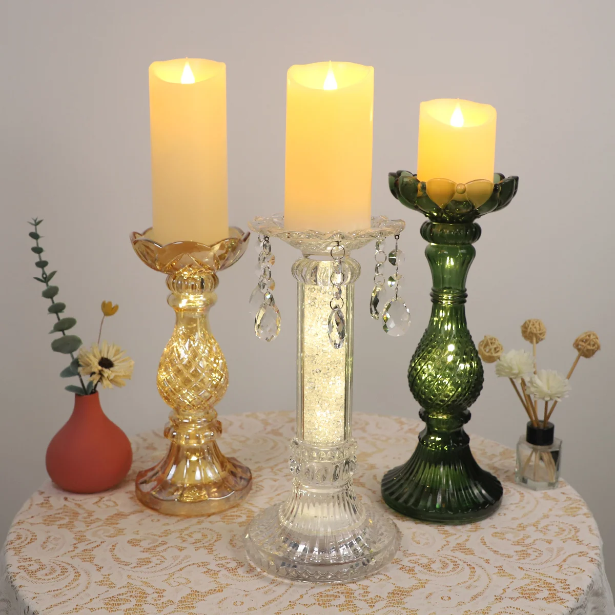 glass candle stick holders lanterns led candle ornaments jars tall candle holders for weddings