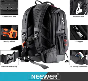 Neewer Pro Camera Case Waterproof Shockproof Adjustable Padded Camera Backpack Bag with Anti-theft Combination Lock for DSLR detail image