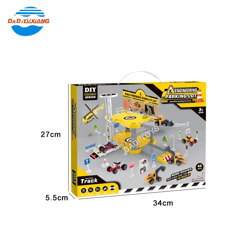 Hot Selling Plastic Pretend Play Car Parking Lot Track Toy With 18 PCS