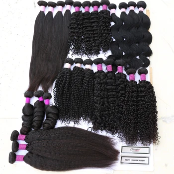 Wholesale Price 10A Brazilian Human Virgin Hair Raw Hair,40 46 50 Inch Curly Bundles Cunticle Aligned Indian Hair Weft Straight