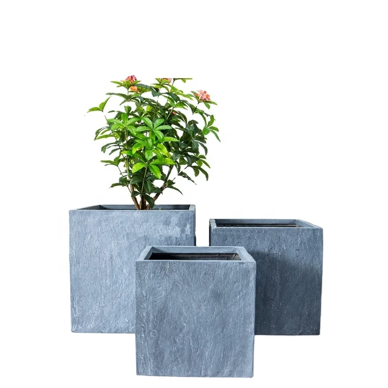 Black Fibreglass Rectangular Trough Planter