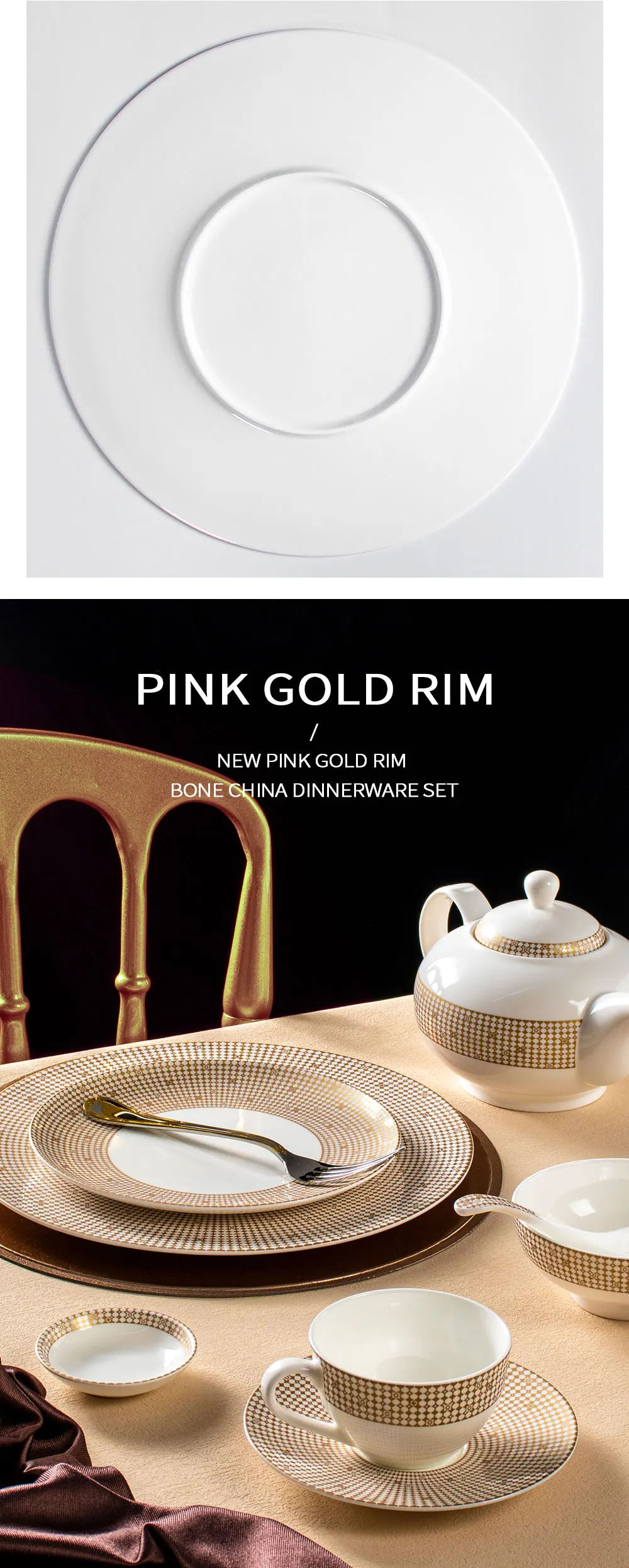 Fine Bone China Gold Rim Wedding Dishes & Plates For Restaurant ...