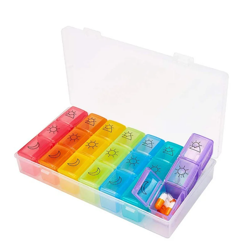 3-times-a-day 7 Day Pill Box Large Compartments Pill Case Medication  Reminder Portable Travel Container Weekly Pill Organizer - Buy Weekly Pill  Organizer,3-times-a-day 7 Day Pill Box,Large Compartments Pill Case Product  on Alibaba.com