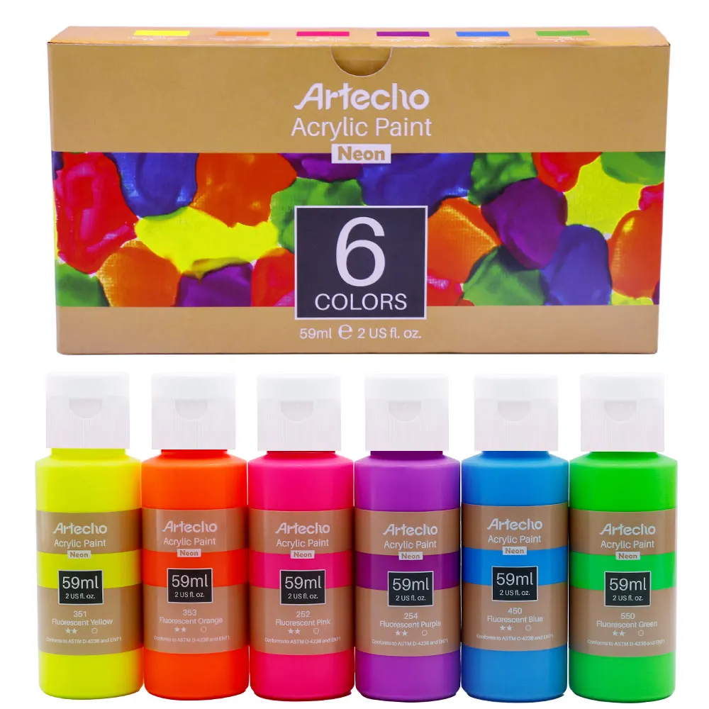 artecho acrylic paint set, 7 primary