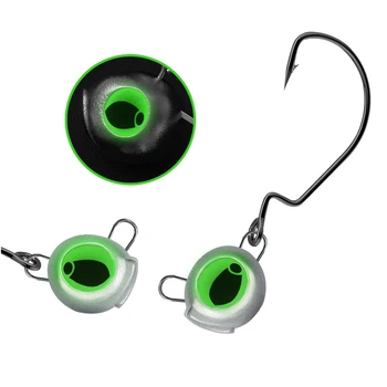 Cheery Night Glow Fishing Jig Hooks 3.5g 10g Luminous 3D Eye Obstacle-Jumping Lead Durable Crappie Heads Hook for Saltwater Fish – Metal Jig – view 4