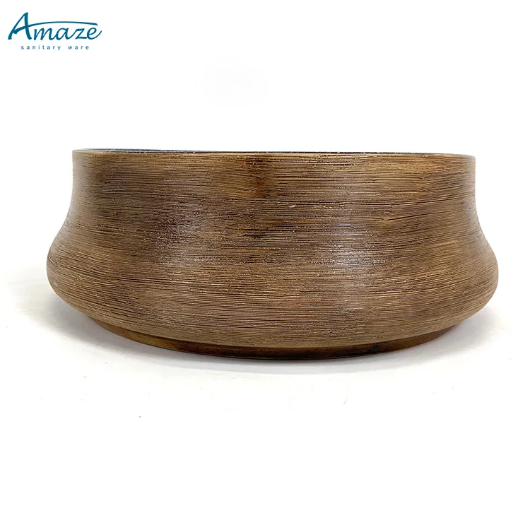 New design ceramic sanitary ware vanity bathroom sink round shape countertop wash hand art basin details