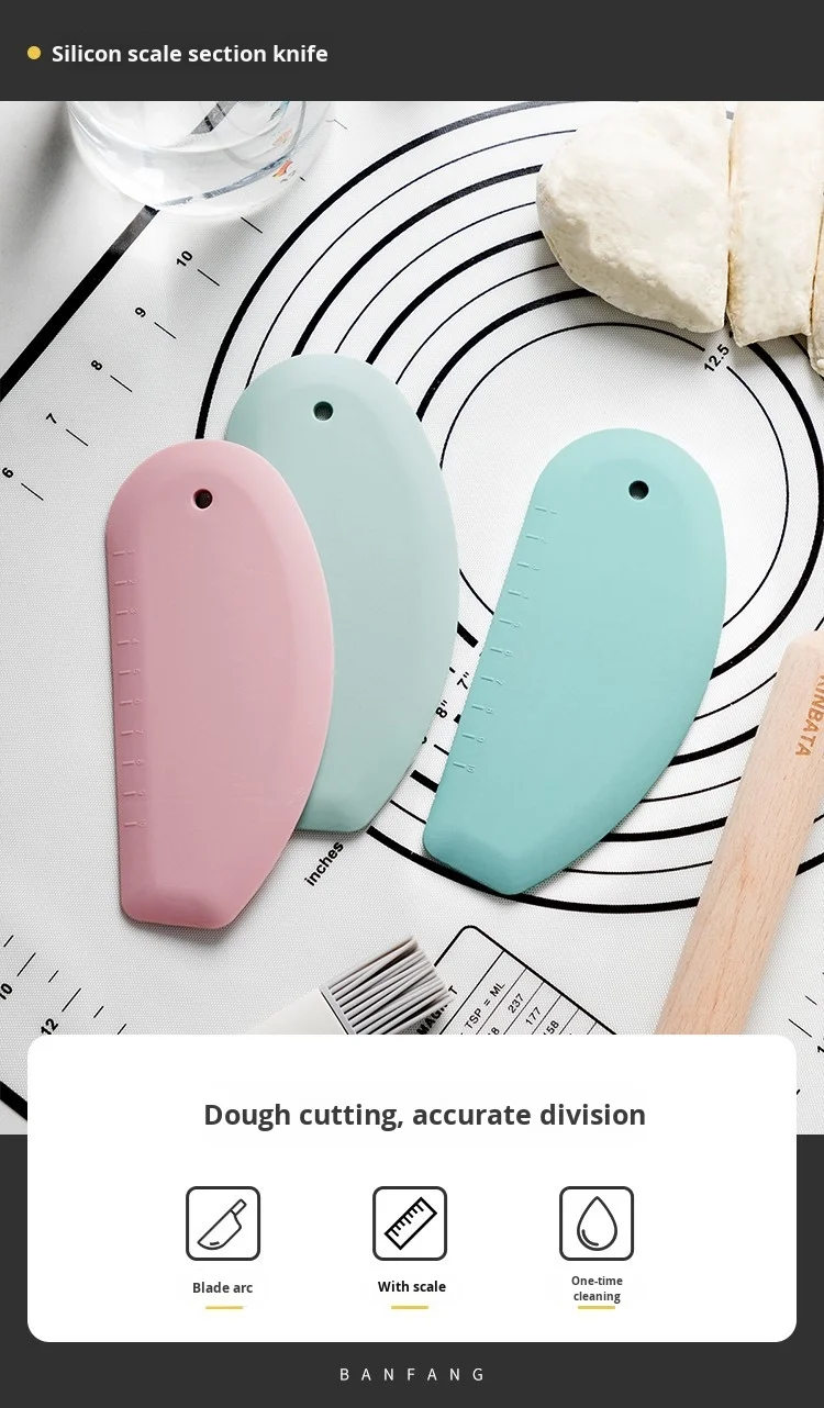Food Grade Silicone Cutting Blade with Graduated Flour Scraper Kitchen Tool for Cake Cream Kneading Baking Baking & Pastry Tool factory