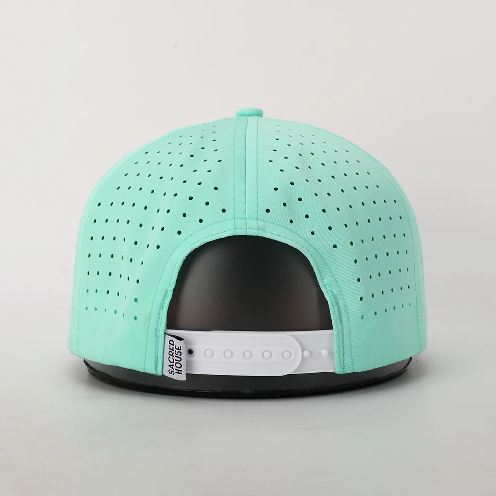 Wholesale Custom PVC Patch Logo Two Tone Polyester Rope Dad Hat,Laser Cut Hole Perforated Gorras,Sports Golf Baseball Cap