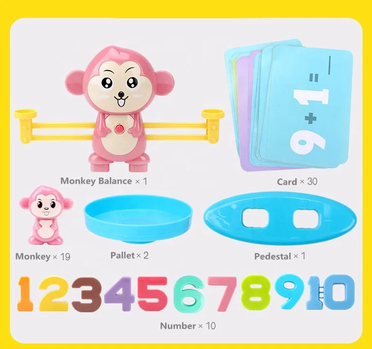BBLIKE Monkey Balance - Set di 65 schede di Matematica, Blocco Digitale, Gioco educativo, Regalo