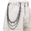 Black three-layer studded trouser chain