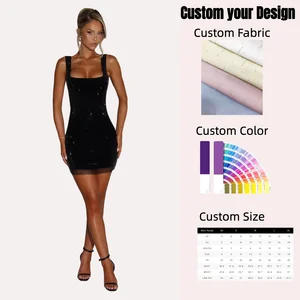 Diamond Shiny Sexy Backless Sling Mini Dress for Women Summer Beach Sleeveless Slim Elegant Lady Club Party Dress Vestidos