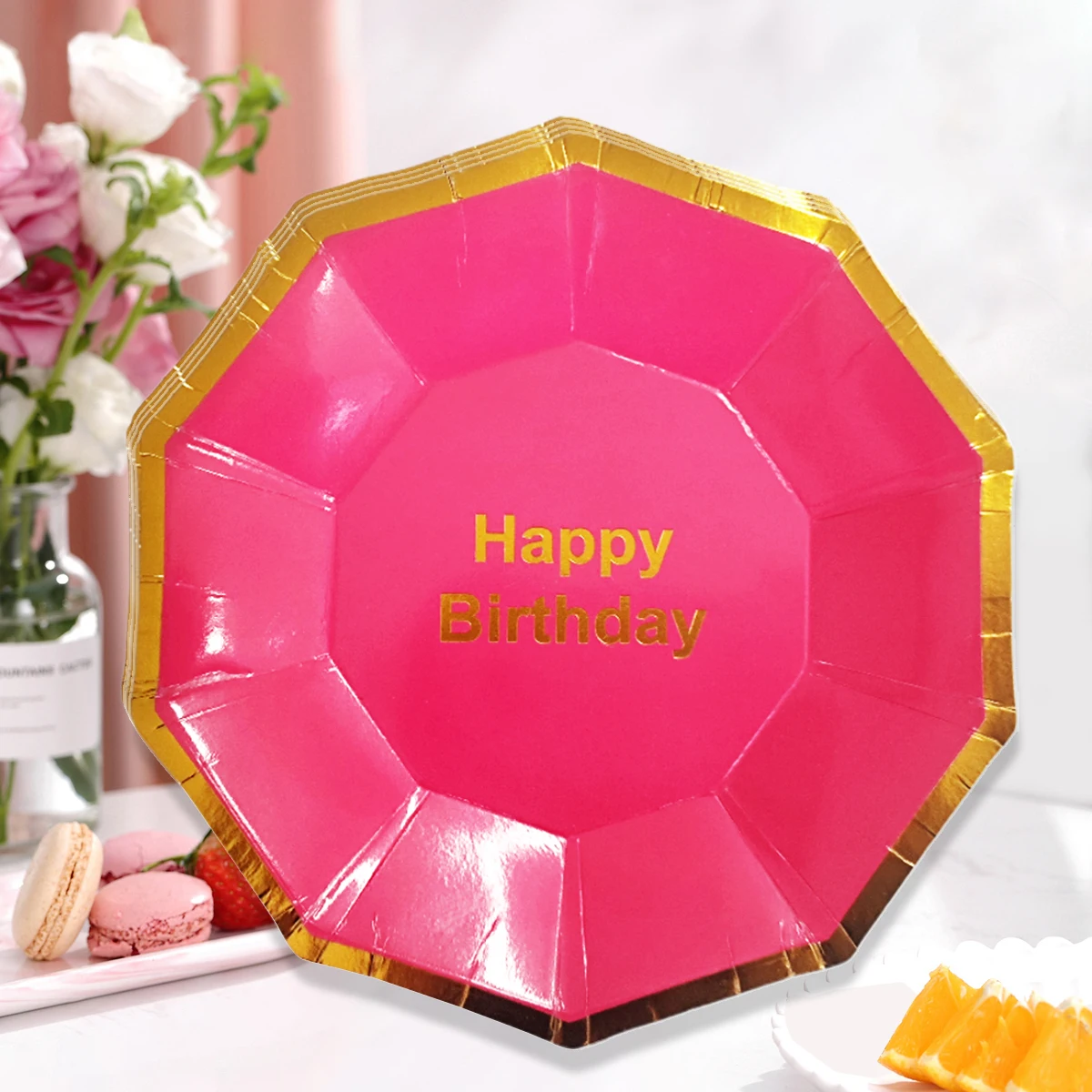 Pink Party Decorations Supplies And Disposable Hot Stamping Plates For