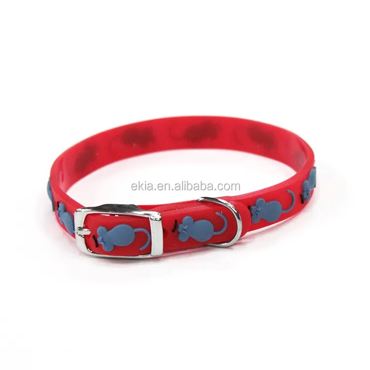 Wholesale Grooming TPR Rubber Cat Collar With Mouse Print