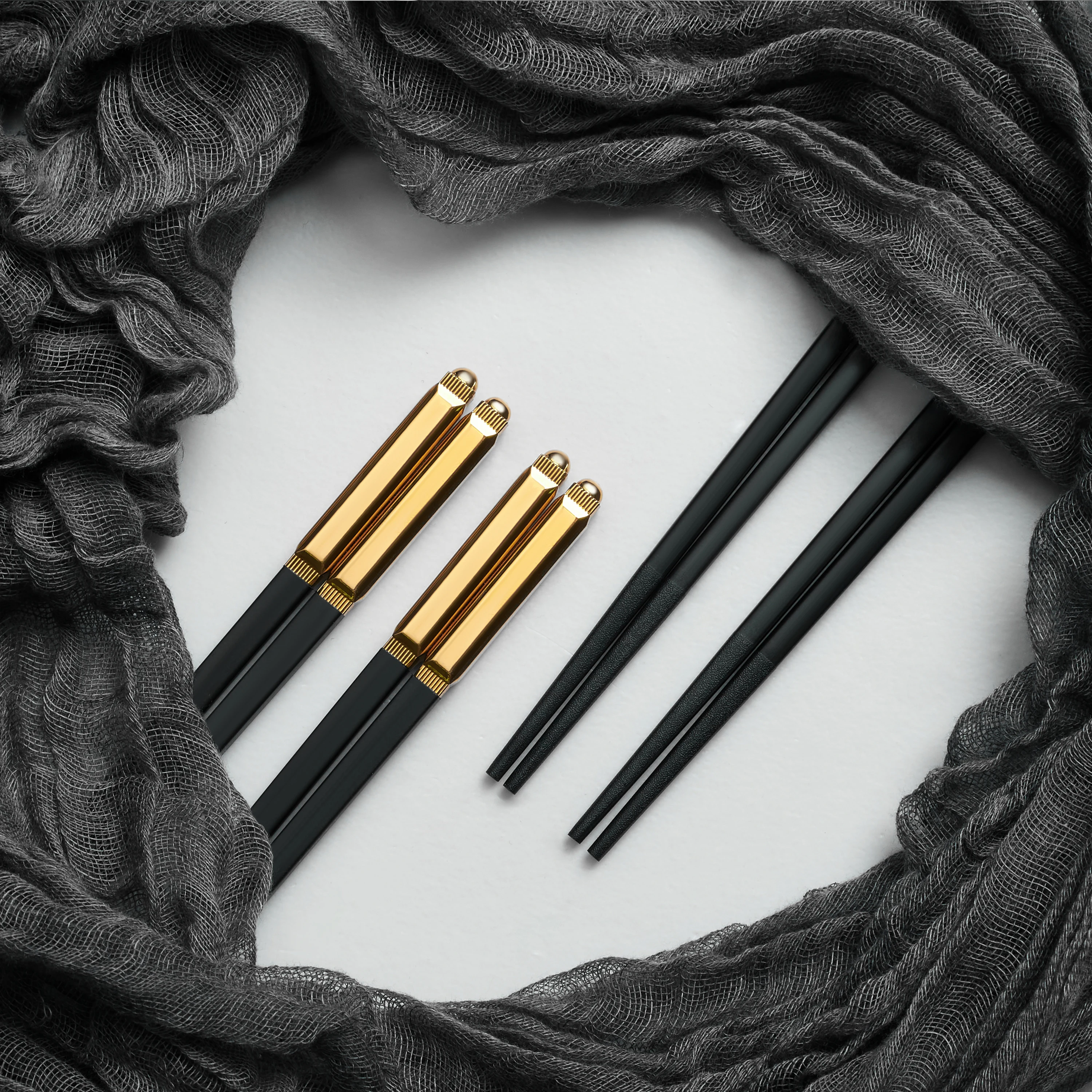 Stock Most Expensive Matte Gold Double Pointed Japanese Luxury Oem Fancy Chopsticks Gold Fibre Glass Chopsticks