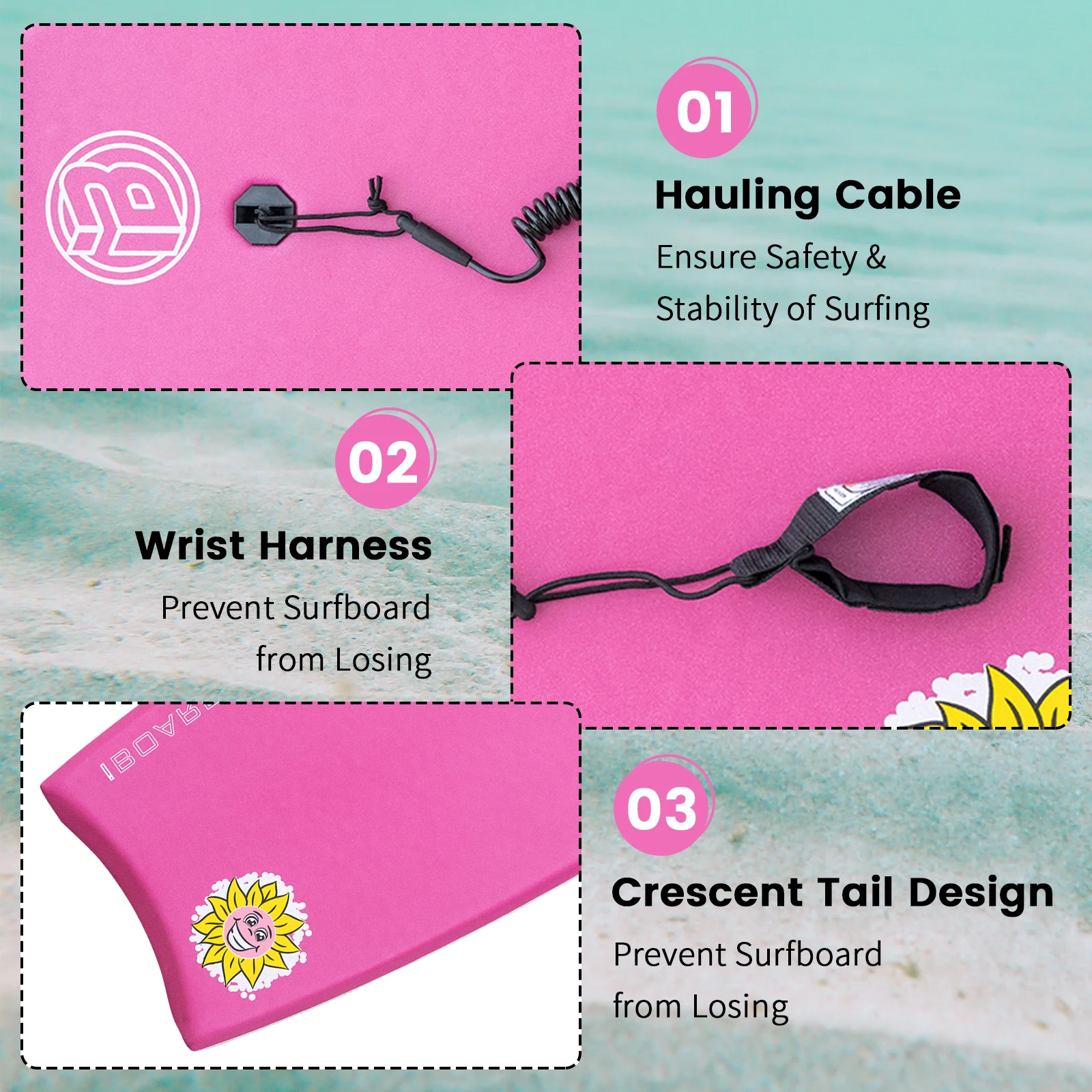 Iboard Bodyboard,Lightweight Bodyboard With Eps Core,Premium Leash And