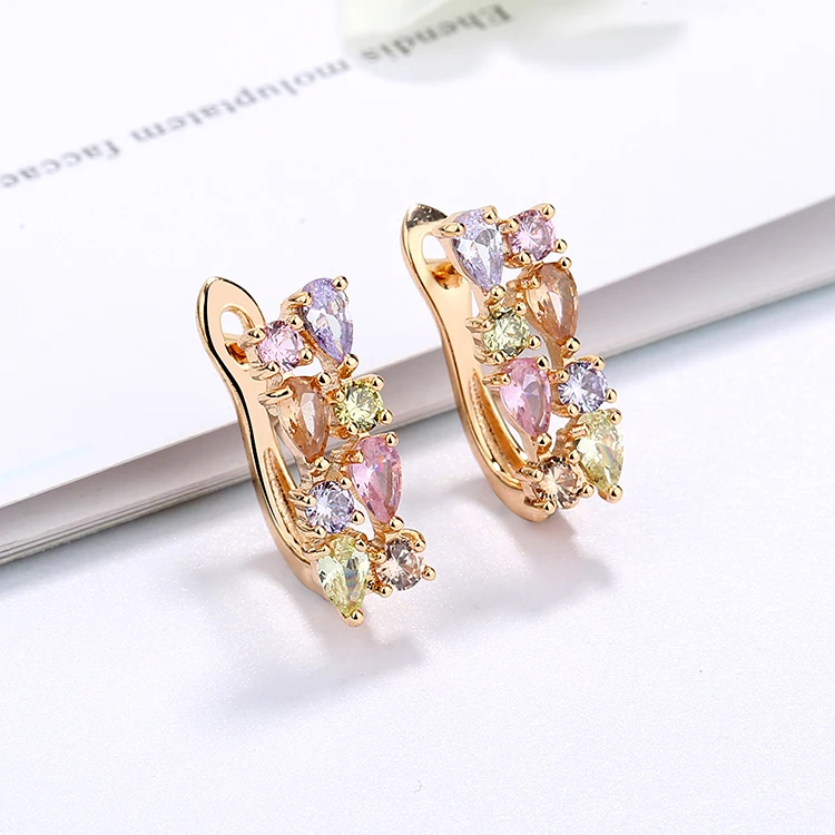 Wholesale New Design fancy Fashion 18k Gold Plated hand made Double sided  small earrings women From malibabacom