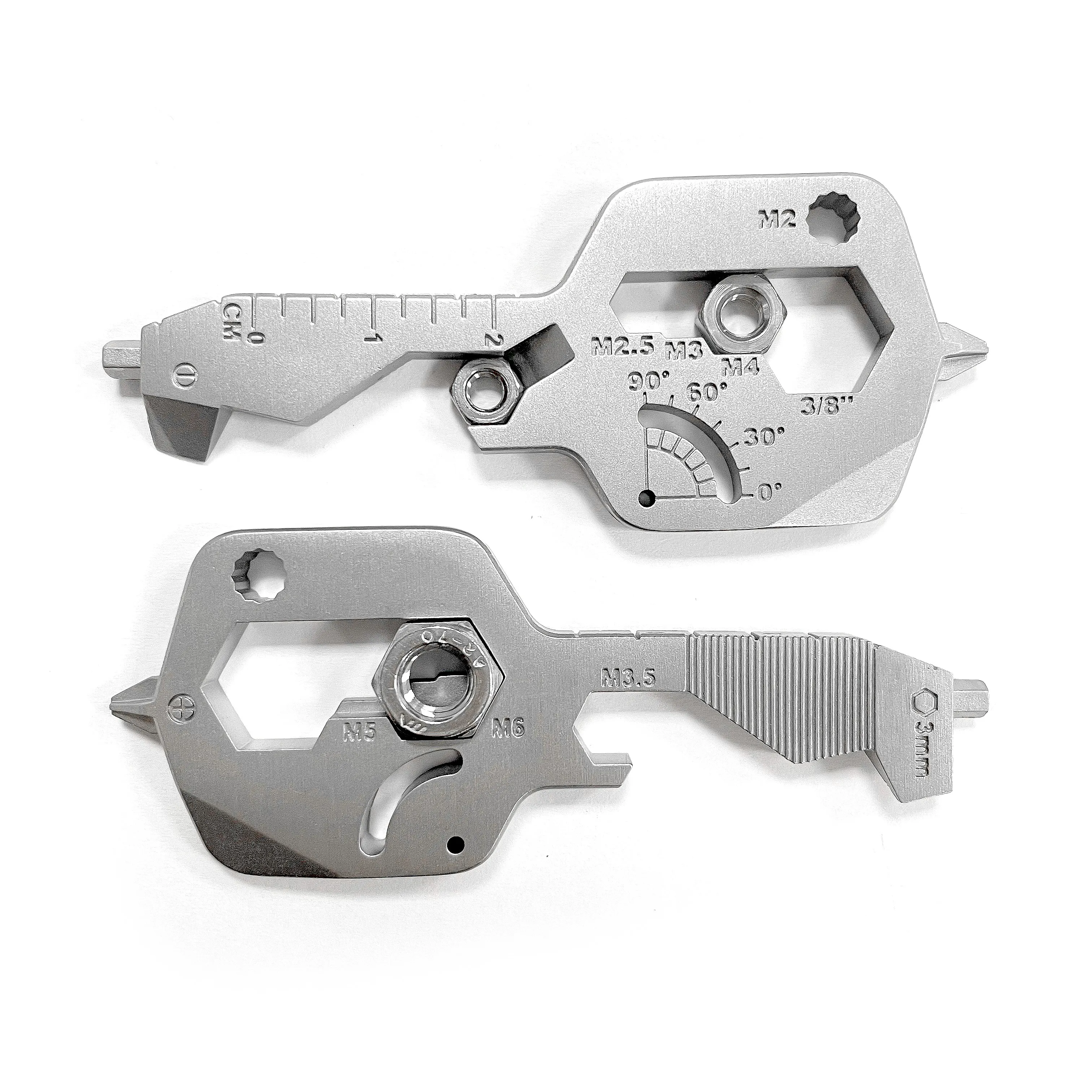 New Product Ideas Metal Custom Logo Bike Repair 20 in 1 Key Multi Tool Keychain